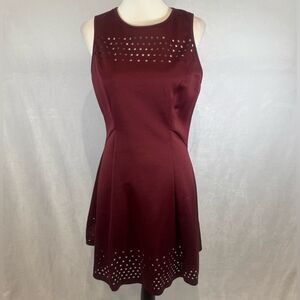 Burgundy wine laser cutout aline dress size medium